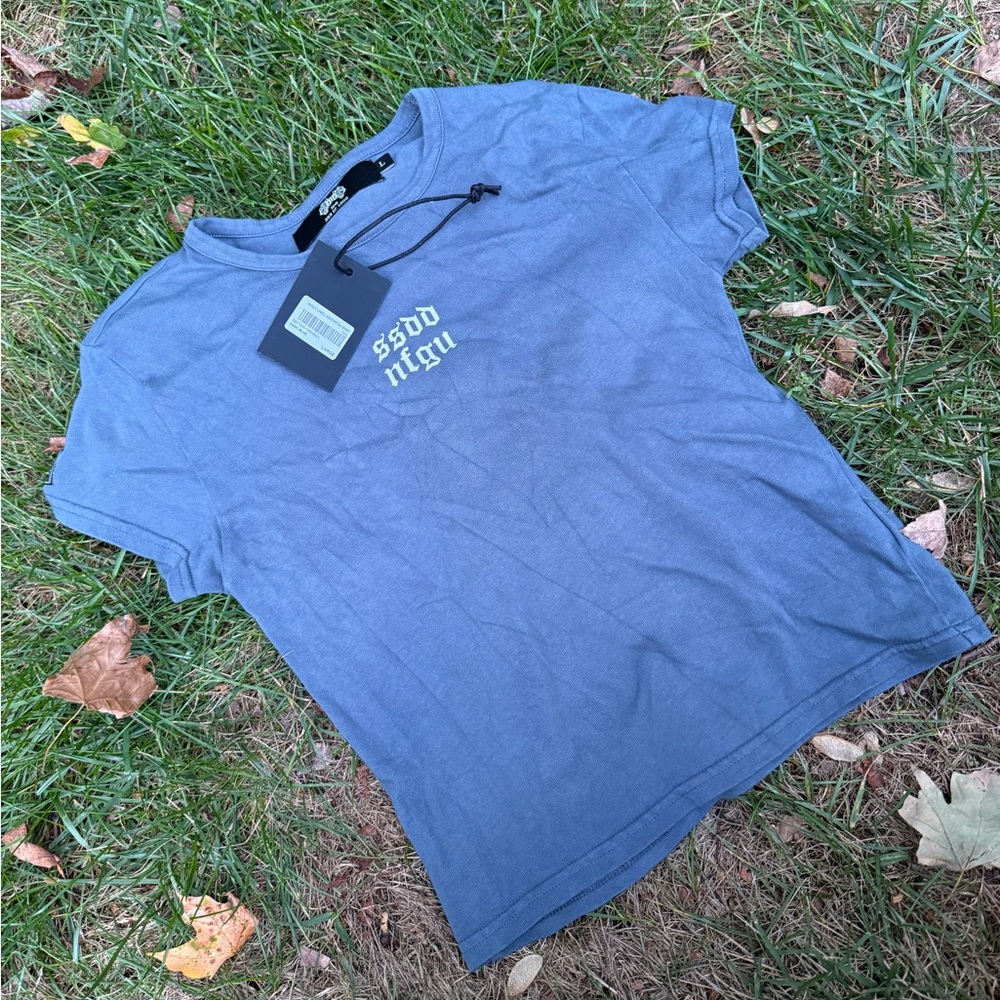 She Darc Sport Wolf Label SSDDNFGU Baby Tee in Darc Blue - Size Large